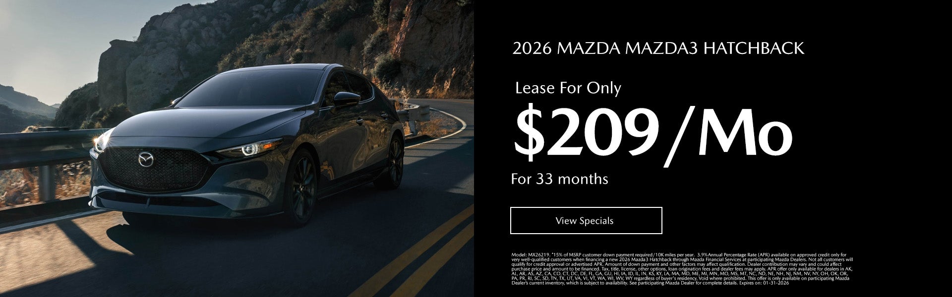2026 MAZDA MAZDA3 HATCHBACK 2.5S Lease For Only $209/mo. For