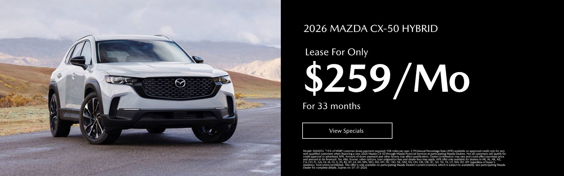 2026 MAZDA CX-50 HYBRID Lease For Only $259/mo. For 33 mo. +