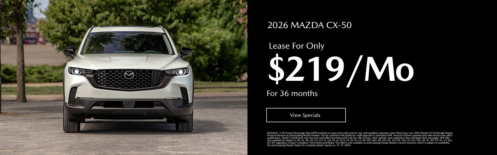 2026 MAZDA CX-50 SE Lease For Only $219/mo. For 33 mo. + tax