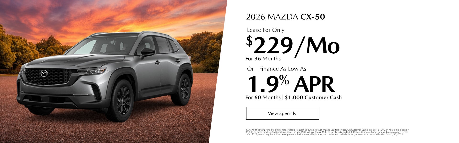 2026 MAZDA CX-50 2.5S Select AWD Lease For Only $229/mo. For
