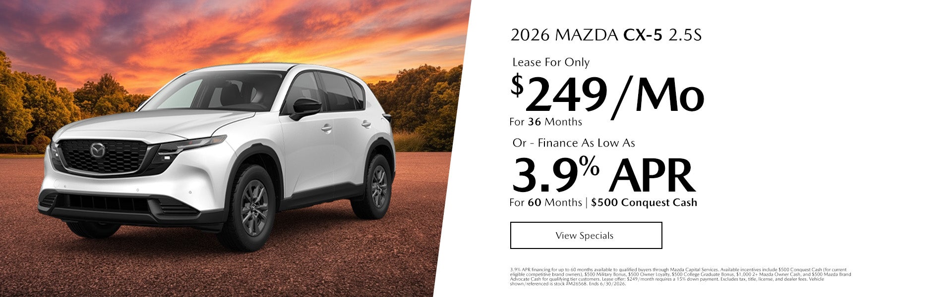 2026 MAZDA CX-5 Lease For Only $249/mo. For 36 mo. + tax