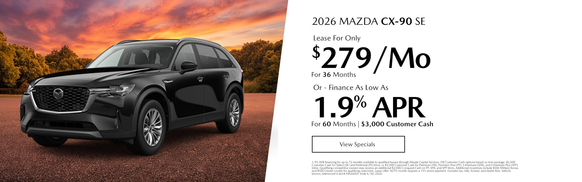 2026 MAZDA CX-90 Lease For Only $279/mo. For 36 mo. + tax
