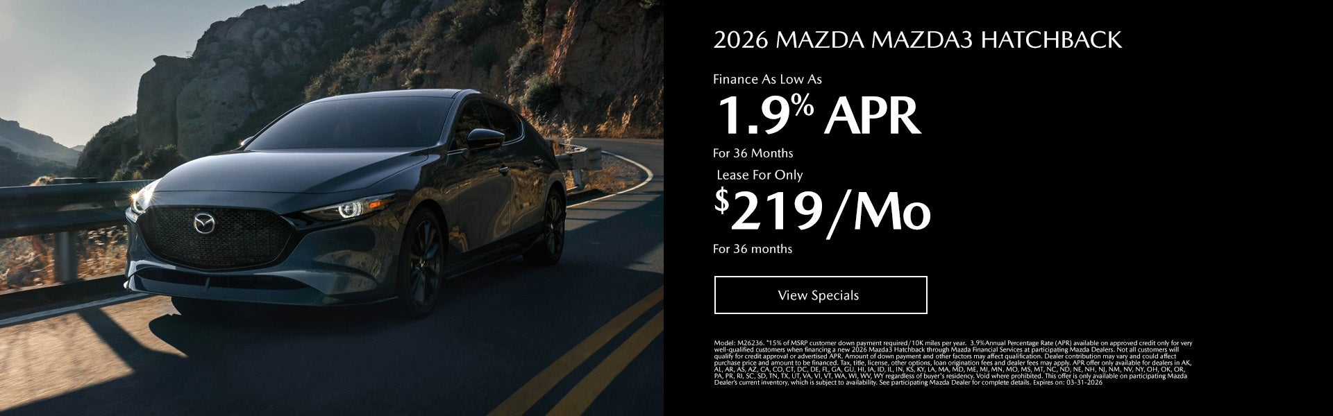 2026 MAZDA MAZDA3 HATCHBACK 2.5S Finance As Low As 1.9% APR 