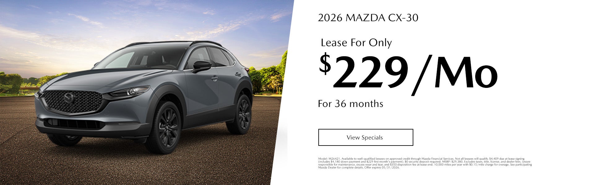 2026 MAZDA CX-30 Lease For Only $229/mo. For 36 mo. + tax