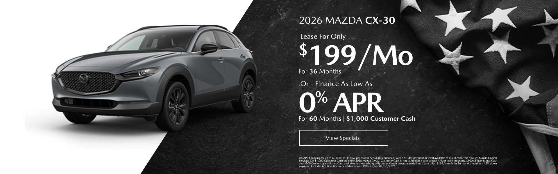 2026 MAZDA CX-30 Lease For Only $199/mo. For 36 mo. + tax Fi