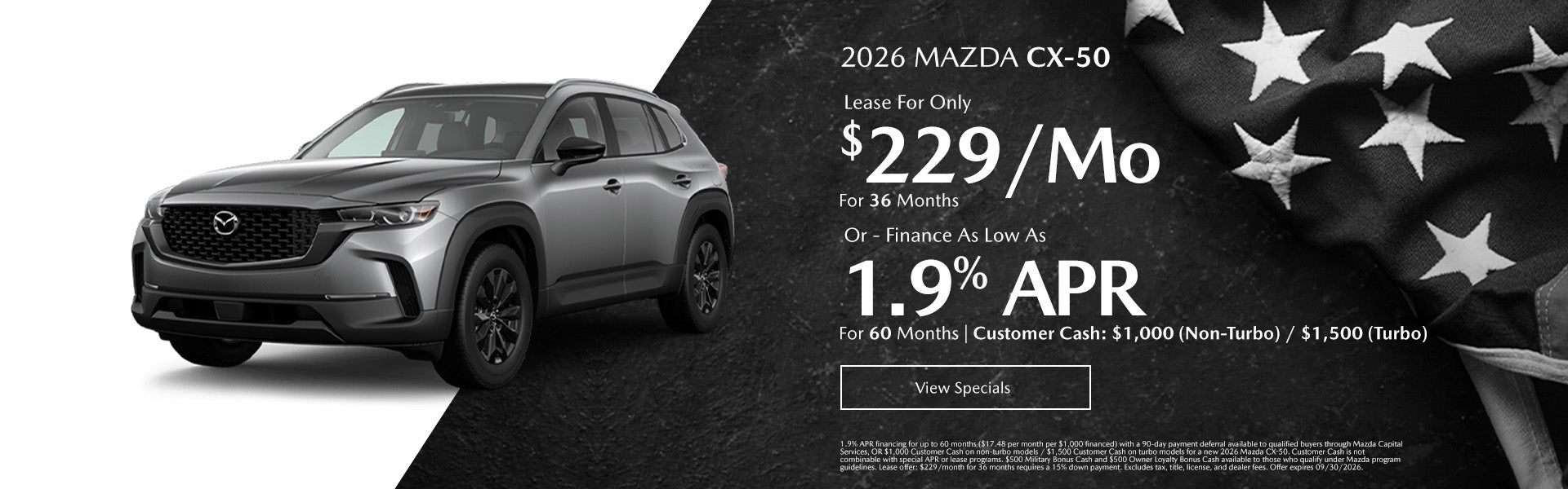 2026 MAZDA CX-50 2.5S Select AWD Lease For Only $229/mo. For